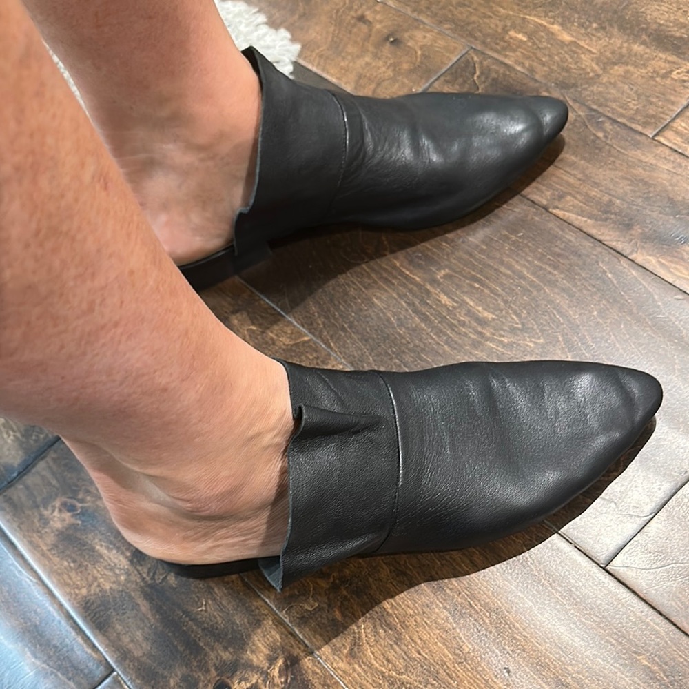 Free People Black Leather Loafers Sleek Slip-Ons